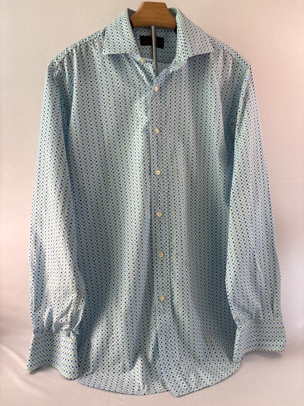 Etro Milano Polka Dot Multi-Color Spread Collar Dress Shirt Sz 41 Classic